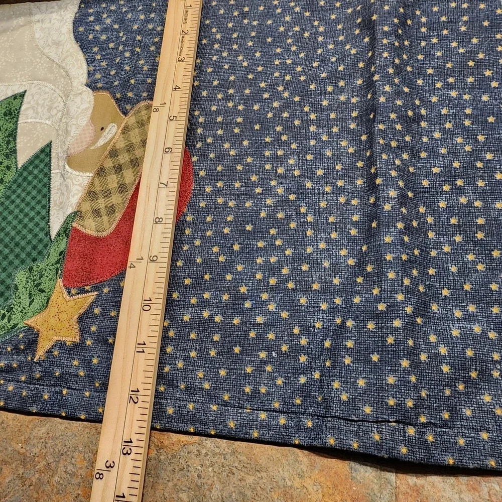 Country Patchwork Christmas Table Runner Appliqued ~Santa~Holiday Decor 34x13